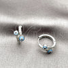 Argolla Huggie 02.310.0129.15 Rodio Laminado, Diseño de Ojo Griego, con Zirconia Cubica Blanca, Esmaltado Azul claro, Rodinado
