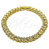 Pulsera Solida 03.100.0075.07 Oro Laminado, Diseño de Corazón, Diamantado, Tono Dorado (Grosor 07.8 MM, 8 Pulgadas de Largo)