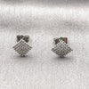 Arete Dormilona 02.100.0131.1 Rodio Laminado, con Micro Pave Blanca, Pulido, Rodinado