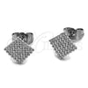 Arete Dormilona 02.100.0131.1 Rodio Laminado, con Micro Pave Blanca, Pulido, Rodinado