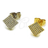 Arete Dormilona 02.100.0131.1 Rodio Laminado, con Micro Pave Blanca, Pulido, Rodinado