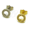 Arete Dormilona 02.100.0134.1 Rodio Laminado, con Micro Pave Blanca, Pulido, Rodinado