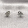 Arete Dormilona 02.100.0138.1 Rodio Laminado, con Micro Pave Blanca, Pulido, Rodinado