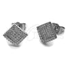 Arete Dormilona 02.100.0138.1 Rodio Laminado, con Micro Pave Blanca, Pulido, Rodinado