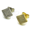 Arete Dormilona 02.100.0138.1 Rodio Laminado, con Micro Pave Blanca, Pulido, Rodinado