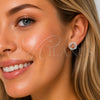 Arete Dormilona 02.100.0140.1 Rodio Laminado, con Zirconia Cubica Blanca, Pulido, Rodinado