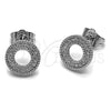 Arete Dormilona 02.100.0141.1 Rodio Laminado, con Micro Pave Blanca, Pulido, Rodinado