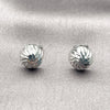 Arete Dormilona 02.100.0055.4 Rodio Laminado, Diseño de Bola, Diamantado, Rodinado