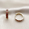 Argolla Huggie 02.413.0006.1.18 Oro Laminado, con Zirconia Cubica Granate, Pulido, Tono Dorado