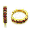 Argolla Huggie 02.413.0006.1.18 Oro Laminado, con Zirconia Cubica Granate, Pulido, Tono Dorado