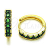 Argolla Huggie 02.413.0006.2.18 Oro Laminado, con Zirconia Cubica Verde, Pulido, Tono Dorado