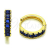 Argolla Huggie 02.413.0006.3.18 Oro Laminado, con Zirconia Cubica Zafiro Azul, Pulido, Tono Dorado