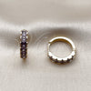 Argolla Huggie 02.413.0006.4.18 Oro Laminado, con Zirconia Cubica Amatista, Pulido, Tono Dorado