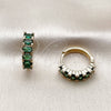 Argolla Huggie 02.413.0007.2.18 Oro Laminado, con Zirconia Cubica Verde, Pulido, Tono Dorado