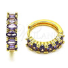 Argolla Huggie 02.413.0007.4.18 Oro Laminado, con Zirconia Cubica Amatista, Pulido, Tono Dorado