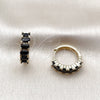 Argolla Huggie 02.413.0007.5.18 Oro Laminado, con Zirconia Cubica Negro, Pulido, Tono Dorado