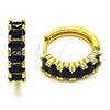 Argolla Huggie 02.413.0007.5.18 Oro Laminado, con Zirconia Cubica Negro, Pulido, Tono Dorado