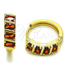Argolla Huggie 02.210.0025.9.18 Oro Laminado, con Zirconia Cubica Granate, Pulido, Tono Dorado