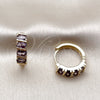 Argolla Huggie 02.210.0025.12.18 Oro Laminado, con Zirconia Cubica Amatista, Pulido, Tono Dorado