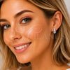 Arete Dormilona 02.266.0091 Rodio Laminado, Diseño de Gota, con Micro Pave Blanca, Pulido, Rodinado