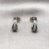 Arete Dormilona 02.266.0091 Rodio Laminado, Diseño de Gota, con Micro Pave Blanca, Pulido, Rodinado