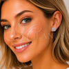 Arete Dormilona 02.266.0093 Rodio Laminado, Diseño de Cluster, con Zirconia Cubica Blanca, Pulido, Rodinado