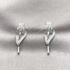 Arete Dormilona 02.266.0094 Rodio Laminado, Diseño de Flor, con Zirconia Cubica Blanca, Pulido, Rodinado