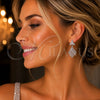 Arete Colgante 02.266.0097 Rodio Laminado, Diseño de Flor, con Zirconia Cubica Blanca, Pulido, Rodinado
