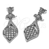 Arete Colgante 02.266.0097 Rodio Laminado, Diseño de Flor, con Zirconia Cubica Blanca, Pulido, Rodinado