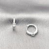 Argolla Huggie 02.266.0100.15 Rodio Laminado, Diseño de Cluster, con Zirconia Cubica Blanca, Pulido, Rodinado