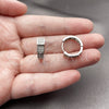 Argolla Huggie 02.266.0101.16 Rodio Laminado, con Micro Pave Blanca, Pulido, Rodinado