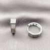Argolla Huggie 02.266.0101.16 Rodio Laminado, con Micro Pave Blanca, Pulido, Rodinado