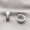 Argolla Huggie 02.266.0103.16 Rodio Laminado, con Micro Pave Blanca, Pulido, Rodinado