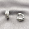 Argolla Huggie 02.266.0104.16 Rodio Laminado, con Zirconia Cubica Blanca, Pulido, Rodinado