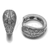 Argolla Huggie 02.266.0105.18 Rodio Laminado, con Zirconia Cubica Blanca, Pulido, Rodinado