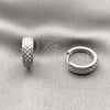 Argolla Huggie 02.266.0107.18 Rodio Laminado, con Zirconia Cubica Blanca, Pulido, Rodinado