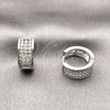 Argolla Huggie 02.266.0108.16 Rodio Laminado, con Zirconia Cubica Blanca, Pulido, Rodinado