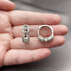 Argolla Huggie 02.266.0111.20 Rodio Laminado, Diseño de Puff Mariner, con Micro Pave Blanca, Pulido, Rodinado