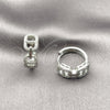 Argolla Huggie 02.266.0111.20 Rodio Laminado, Diseño de Puff Mariner, con Micro Pave Blanca, Pulido, Rodinado
