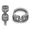 Argolla Huggie 02.266.0111.20 Rodio Laminado, Diseño de Puff Mariner, con Micro Pave Blanca, Pulido, Rodinado