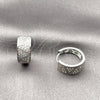 Argolla Huggie 02.266.0067.1.18 Rodio Laminado, con Zirconia Cubica Blanca, Pulido, Rodinado