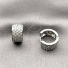 Argolla Huggie 02.266.0075.1.15 Rodio Laminado, con Zirconia Cubica Blanca, Pulido, Rodinado