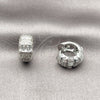 Argolla Huggie 02.210.0866.4.18 Rodio Laminado, Diseño de Baguette, con Zirconia Cubica Blanca, Pulido, Rodinado