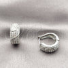 Argolla Huggie 02.266.0112.18 Rodio Laminado, con Micro Pave Blanca, Pulido, Rodinado