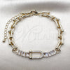 Pulsera Elegante 03.266.0079.07 Oro Laminado, Diseño de Baguette, con Zirconia Cubica Blanca y Micro Pave Blanca, Pulido, Tono Dorado (Grosor 07 MM, 8 Pulgadas de Largo)