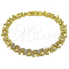 Pulsera Elegante 03.266.0081.08 Oro Laminado, Diseño de Besos y Abrazos y Mariposa, con Micro Pave Blanca, Pulido, Tono Dorado (Grosor 07.8 MM, 8 Pulgadas de Largo)