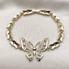 Pulsera Elegante 03.266.0084.08 Oro Laminado, Diseño de Mariposa, con Zirconia Cubica Blanca y Micro Pave Blanca, Pulido, Tono Dorado (Grosor 06.5 MM, 8 Pulgadas de Largo)