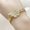 Pulsera Elegante 03.266.0085.08 Oro Laminado, Diseño de Mariposa, con Zirconia Cubica Blanca, Pulido, Tono Dorado (Grosor 06.5 MM, 8 Pulgadas de Largo)