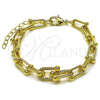 Pulsera Elegante 03.266.0089.07 Oro Laminado, con Micro Pave Blanca, Pulido, Tono Dorado (Grosor 09 MM, 8 Pulgadas de Largo)