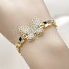 Pulsera Elegante 03.266.0091.07 Oro Laminado, Diseño de Mariposa, con Zirconia Cubica Blanca, Pulido, Tono Dorado (Grosor 06.5 MM, 7 Pulgadas de Largo)
